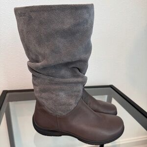 Hotter Boots Womens Gray Leather Mystery Pull On Slouch Flat Shoes Size 5 NWOB